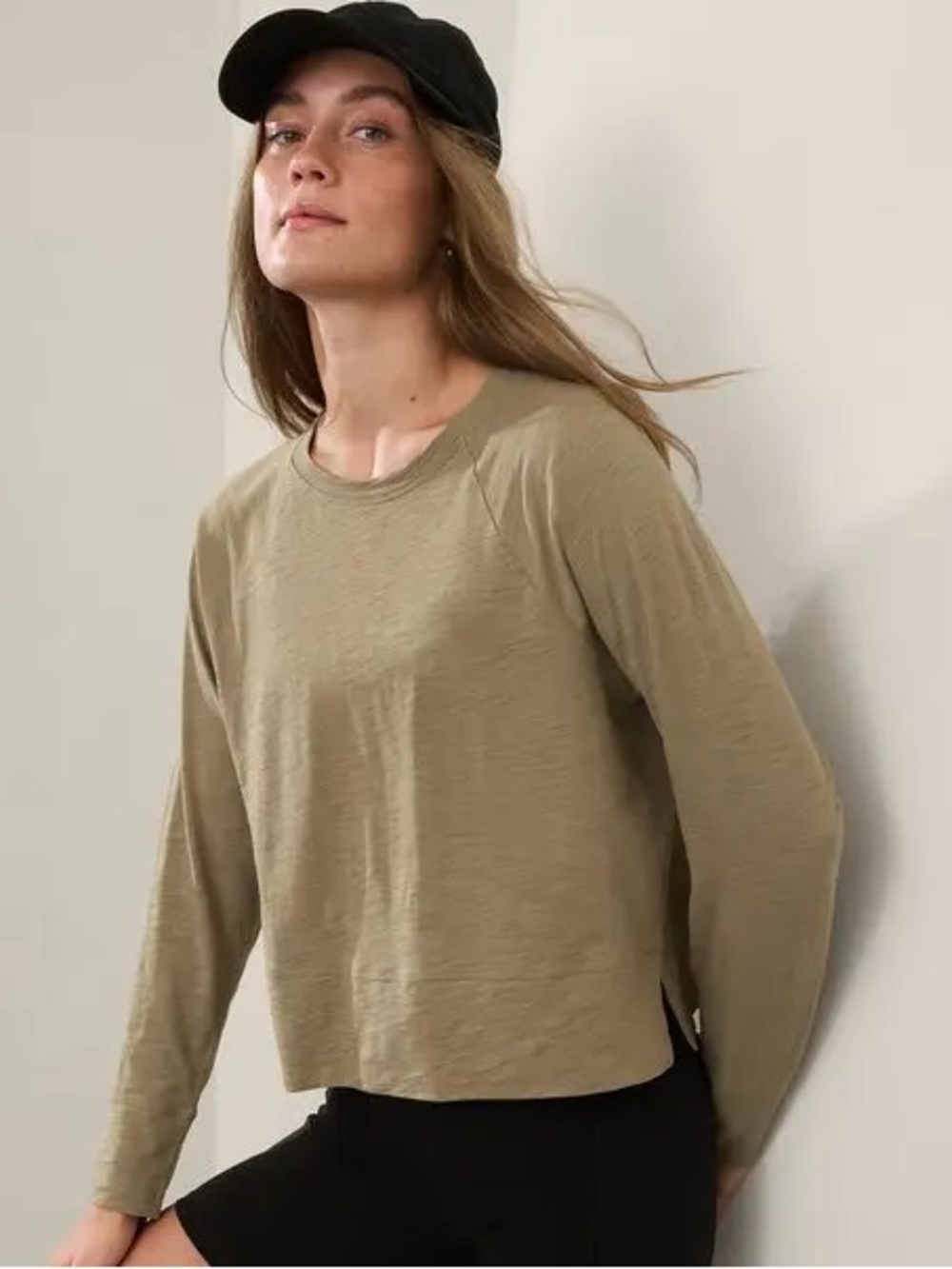 Athleta Women’s Classic Slub Top in Moss Green, Size Medium